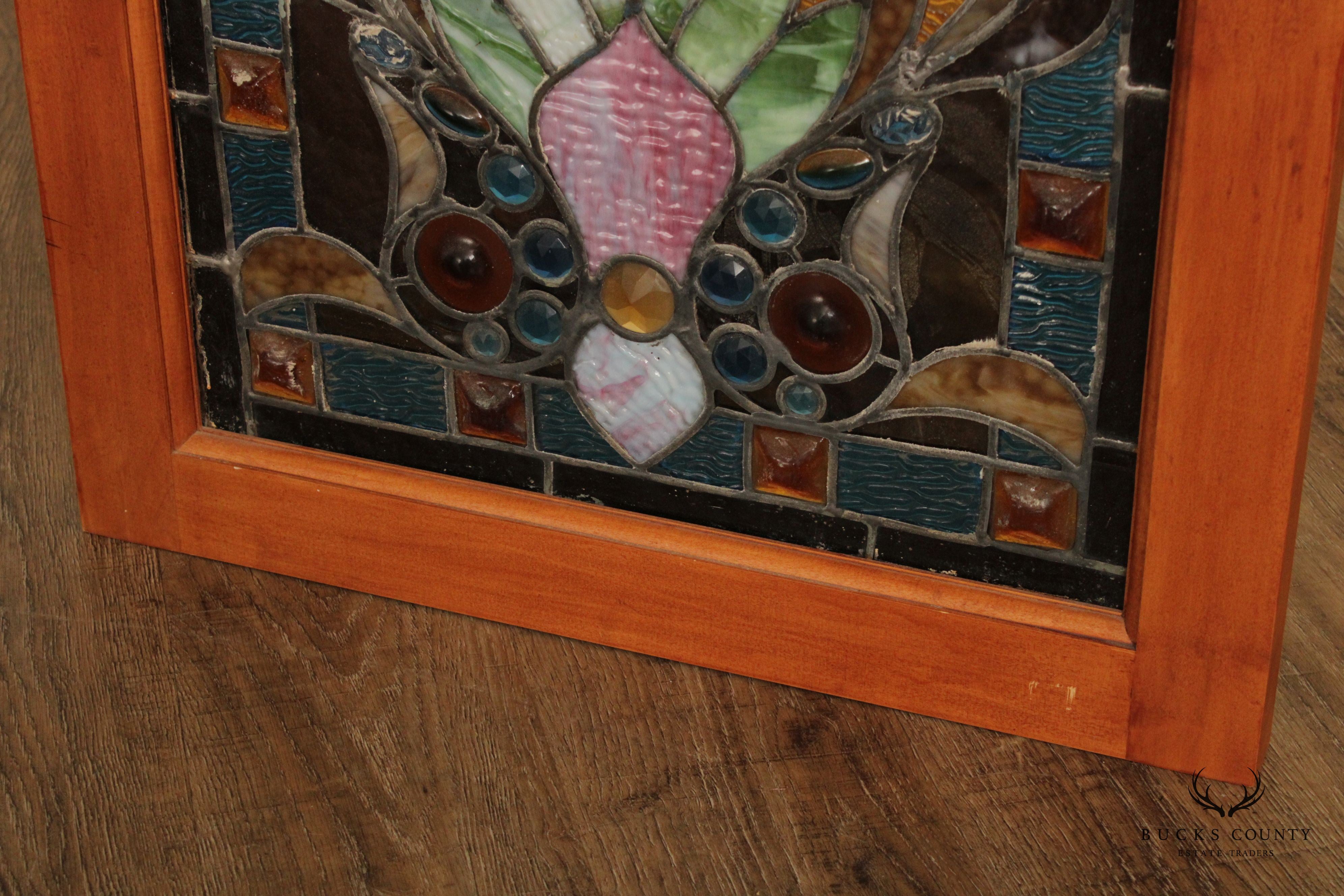 Fine Quality Antique American Victorian Stained Glass Transom Window