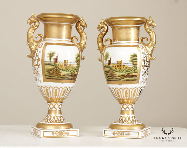 Chelsea House Classical Style Pair of Porcelain Vases