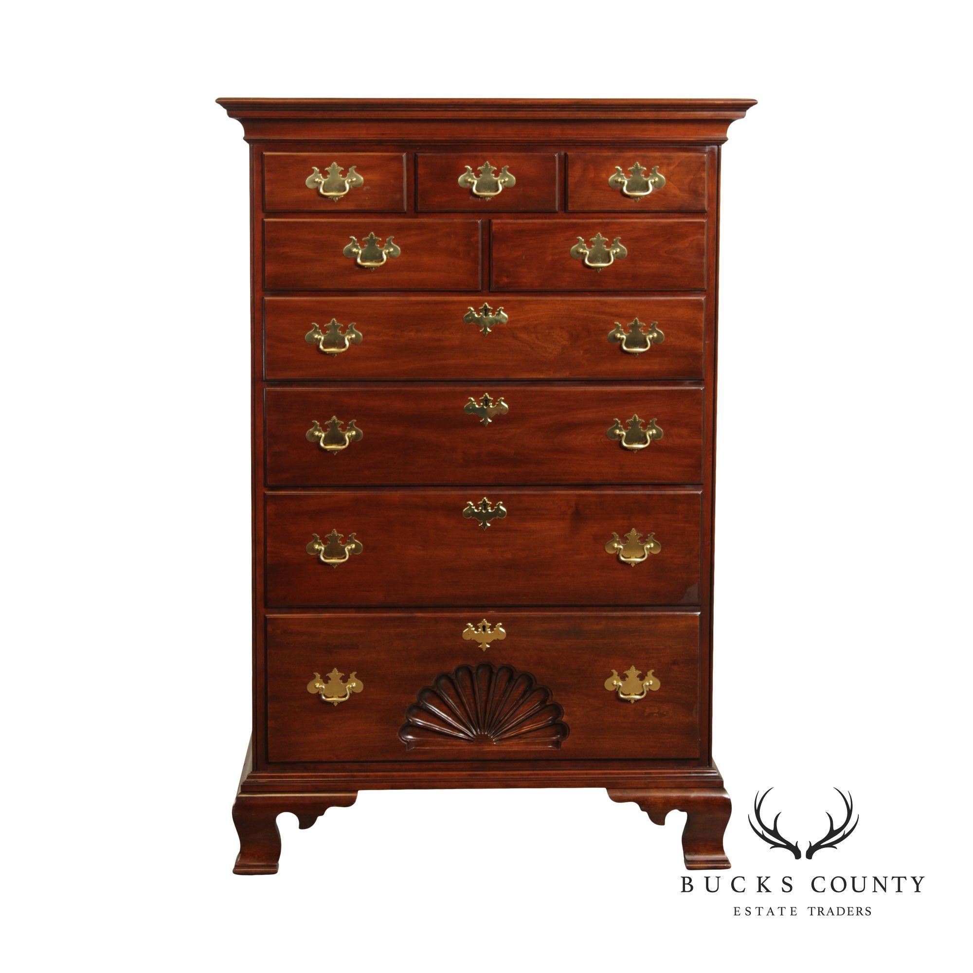 STATTON CHIPPRNDALE STYLE SOLID CHERRY TALL CHEST