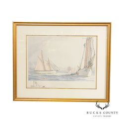 William Gilkerson 'Pilot Schooner Wandervogel' Maritime Watercolor, Custom Framed