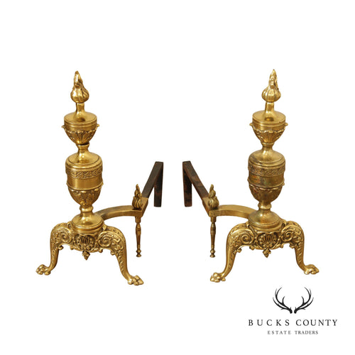 The Harvin Co. Pair of Brass Ball and Claw Foot Andirons – Bucks County  Estate Traders