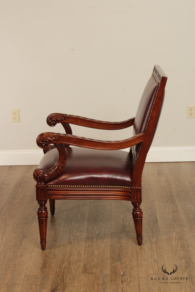 Hancock & Moore Regency Style Burgundy Leather Arm Chair
