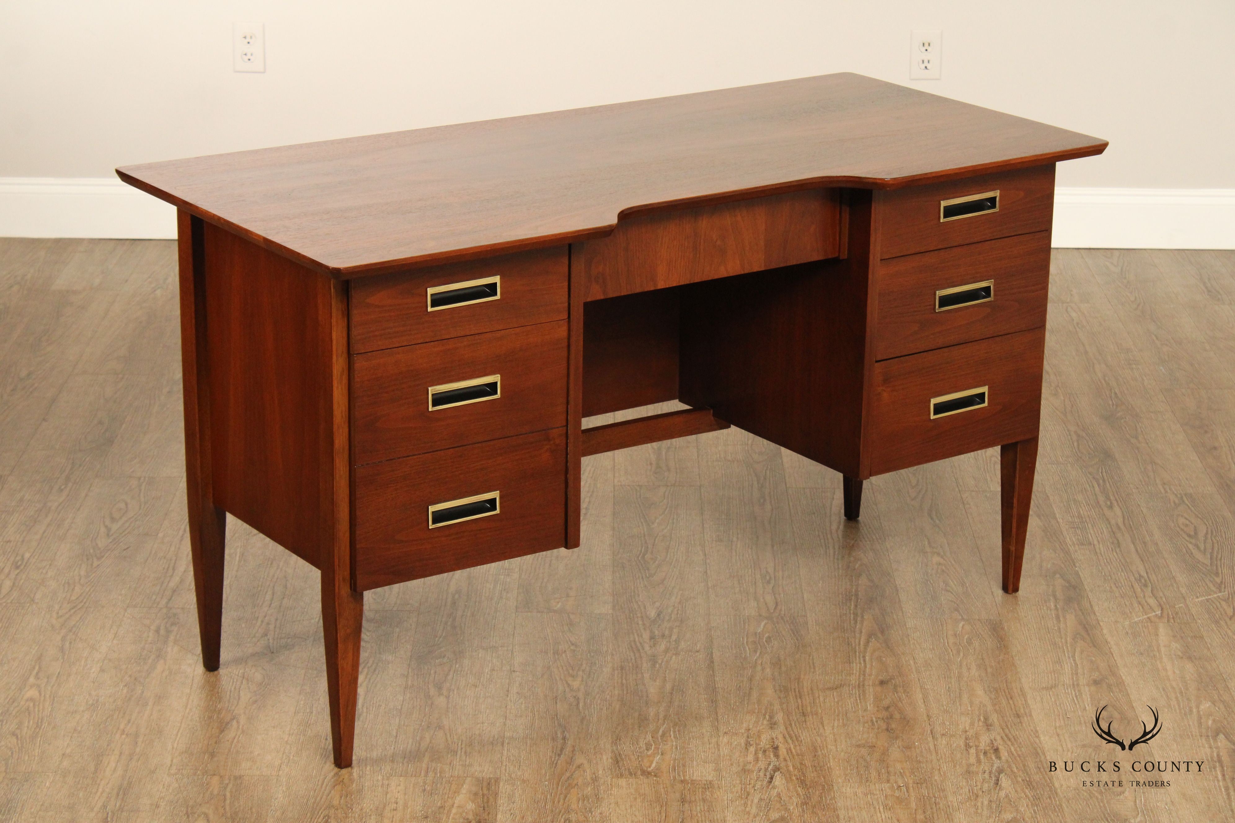 Mid Century Modern Walnut Executive Writing Desk