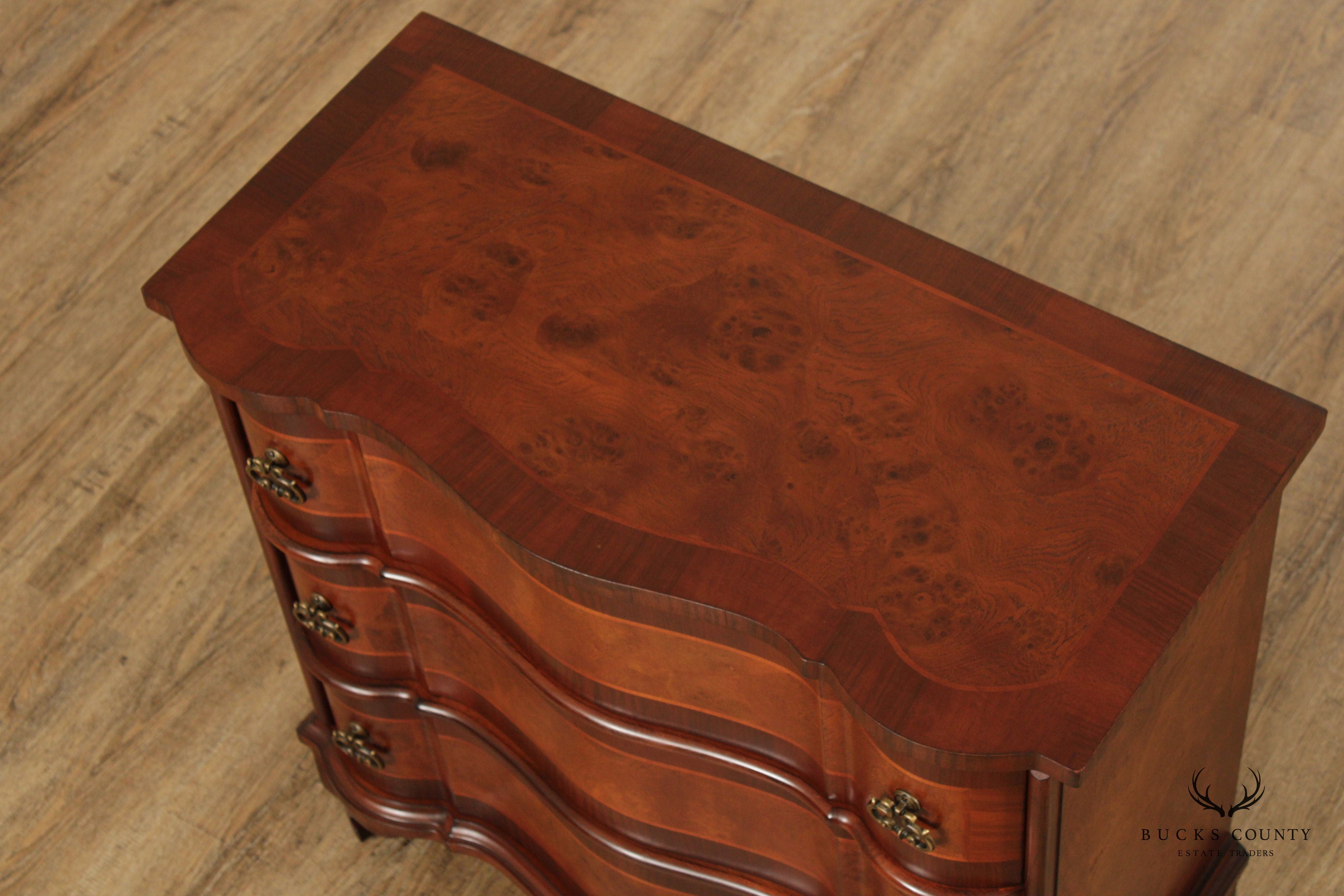 Italian Baroque Style Burl Wood Serpentine Chest of Drawers