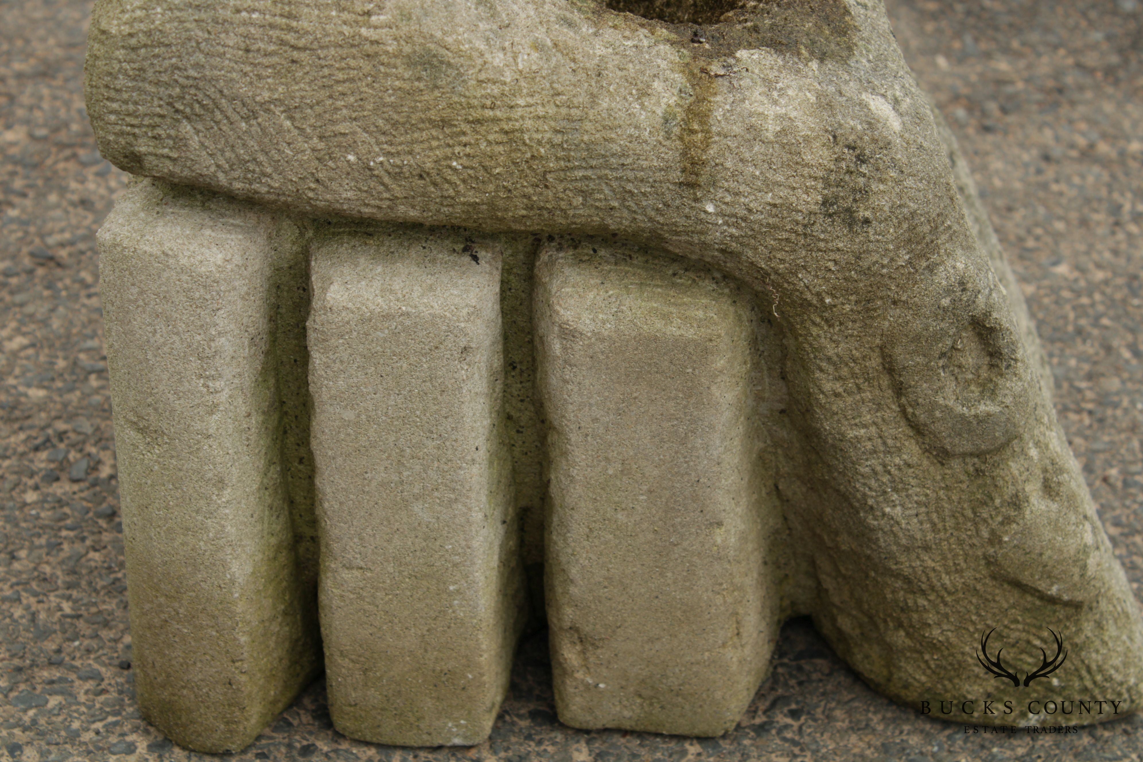 Mid-Century Modern Carved Sandstone Garden Sculpture