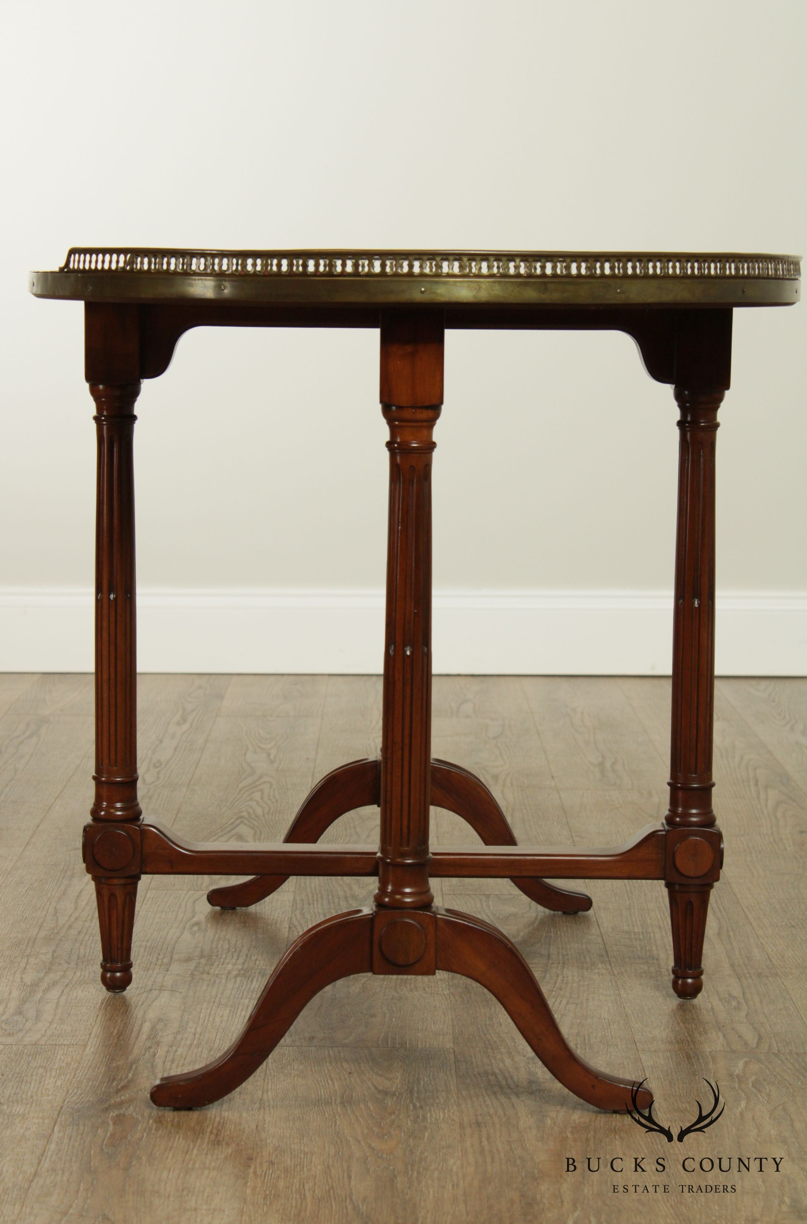 French Louis XVI Style Oval Walnut Bouillotte Table