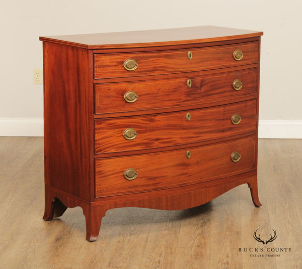 Hepplewhite Style Antique Bowfront Mahogany Chest of Drawers