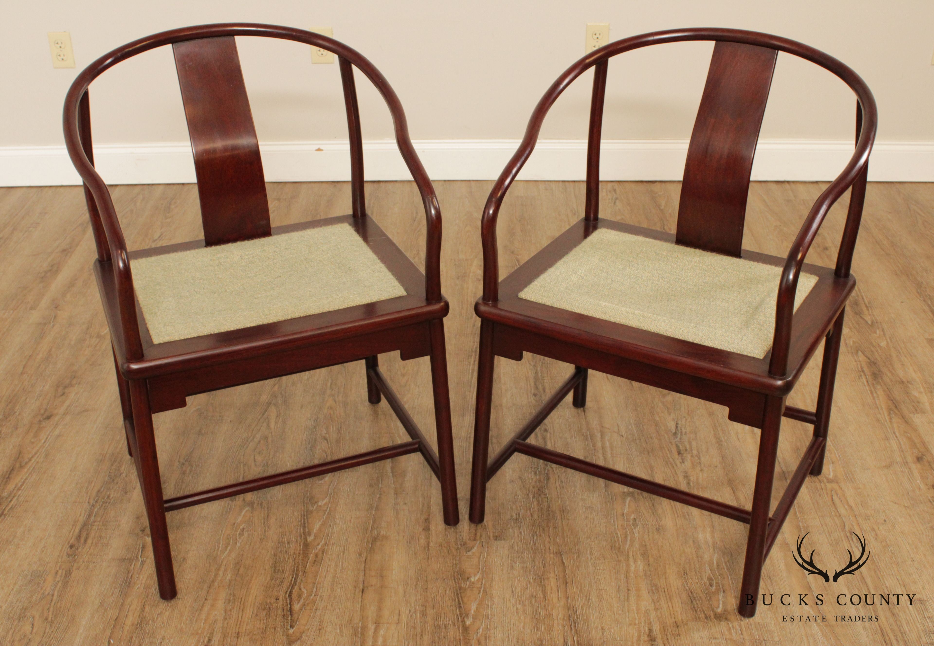 Nienkámper Vintage Pair Asian Hardwood Armchairs