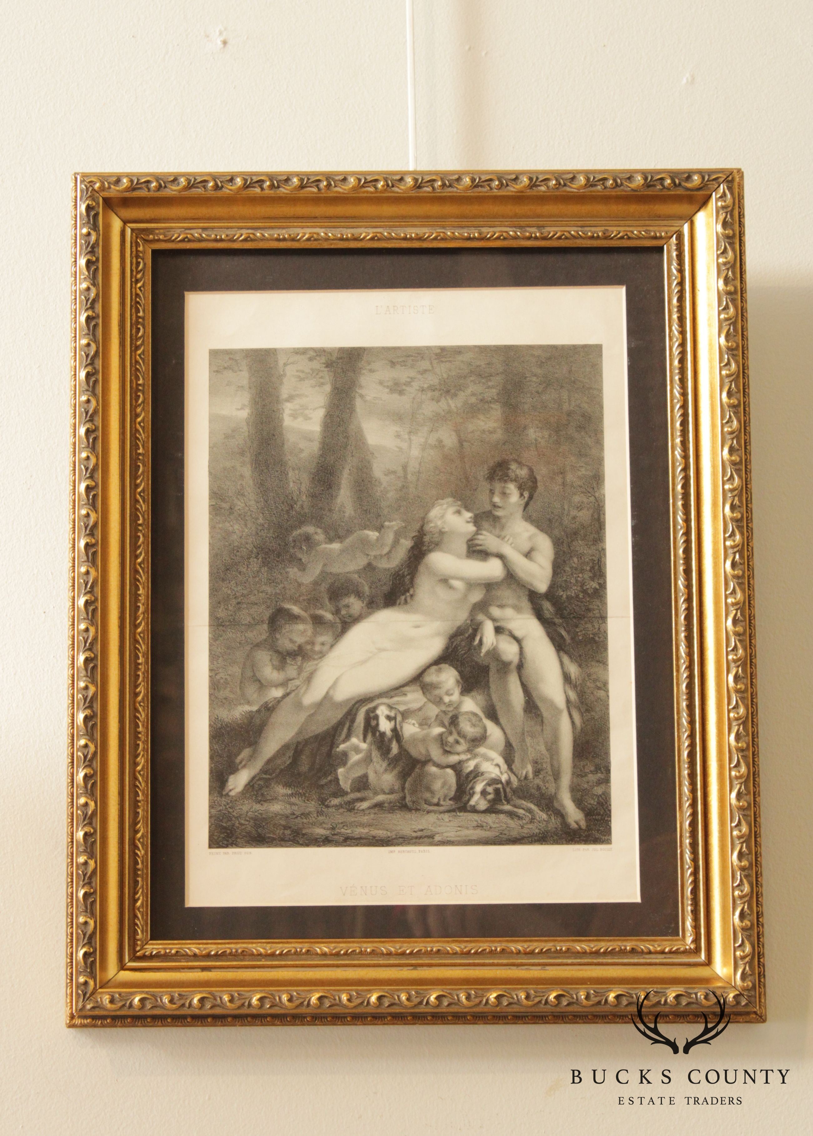 19th C. French Lithograph, 'Venus et Adonis'