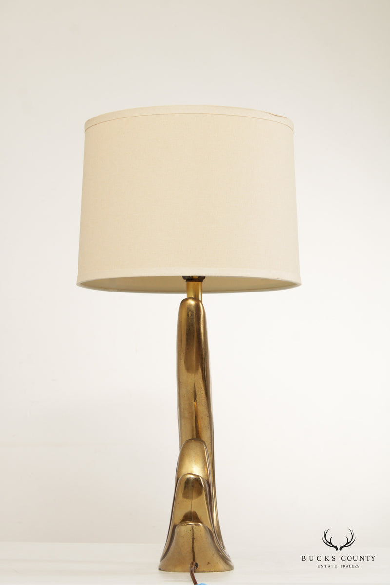 Pierre Cardin Style Pair Modernist Brass Table Lamps