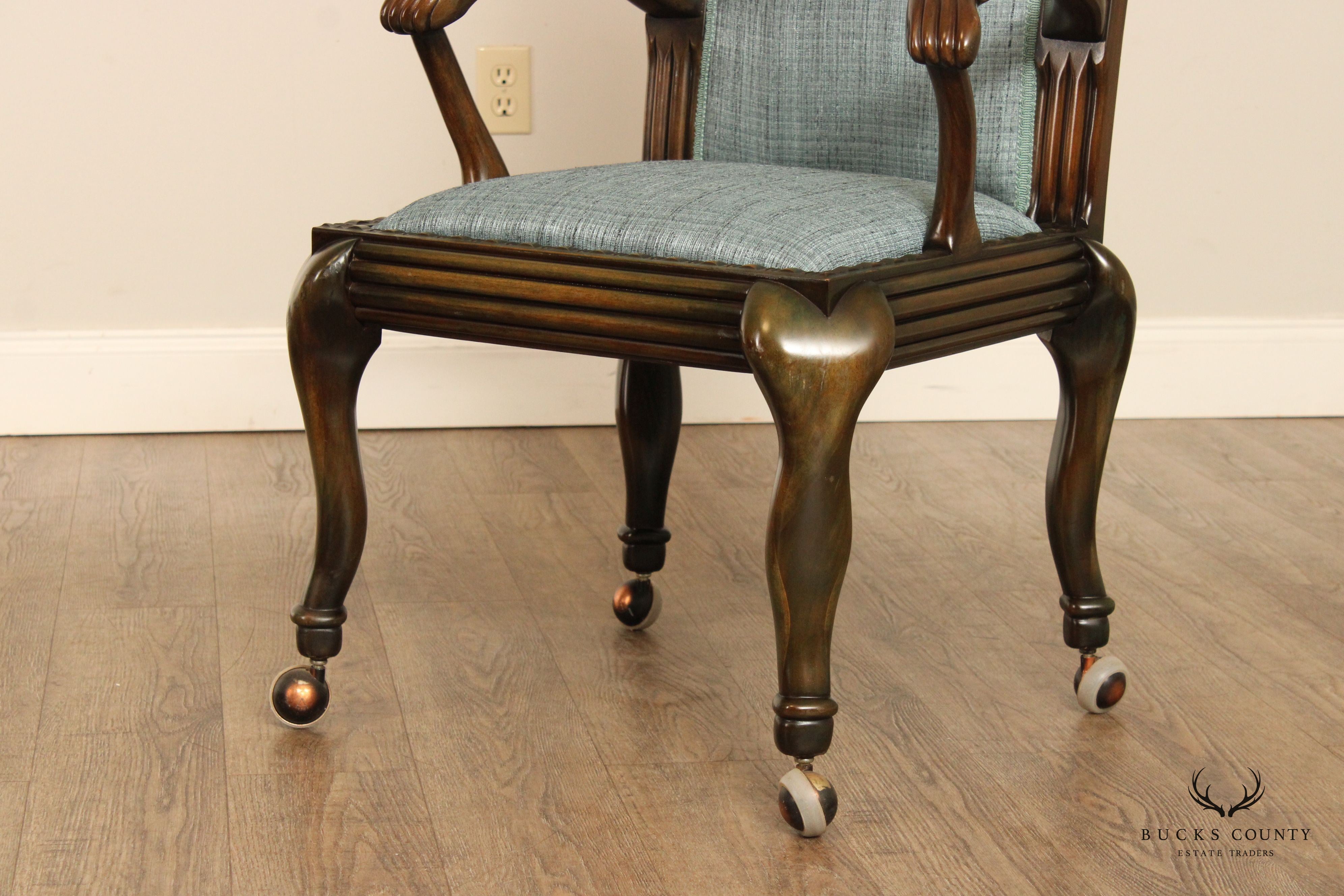 1930's Custom Sculpted Wood Executive Armchair