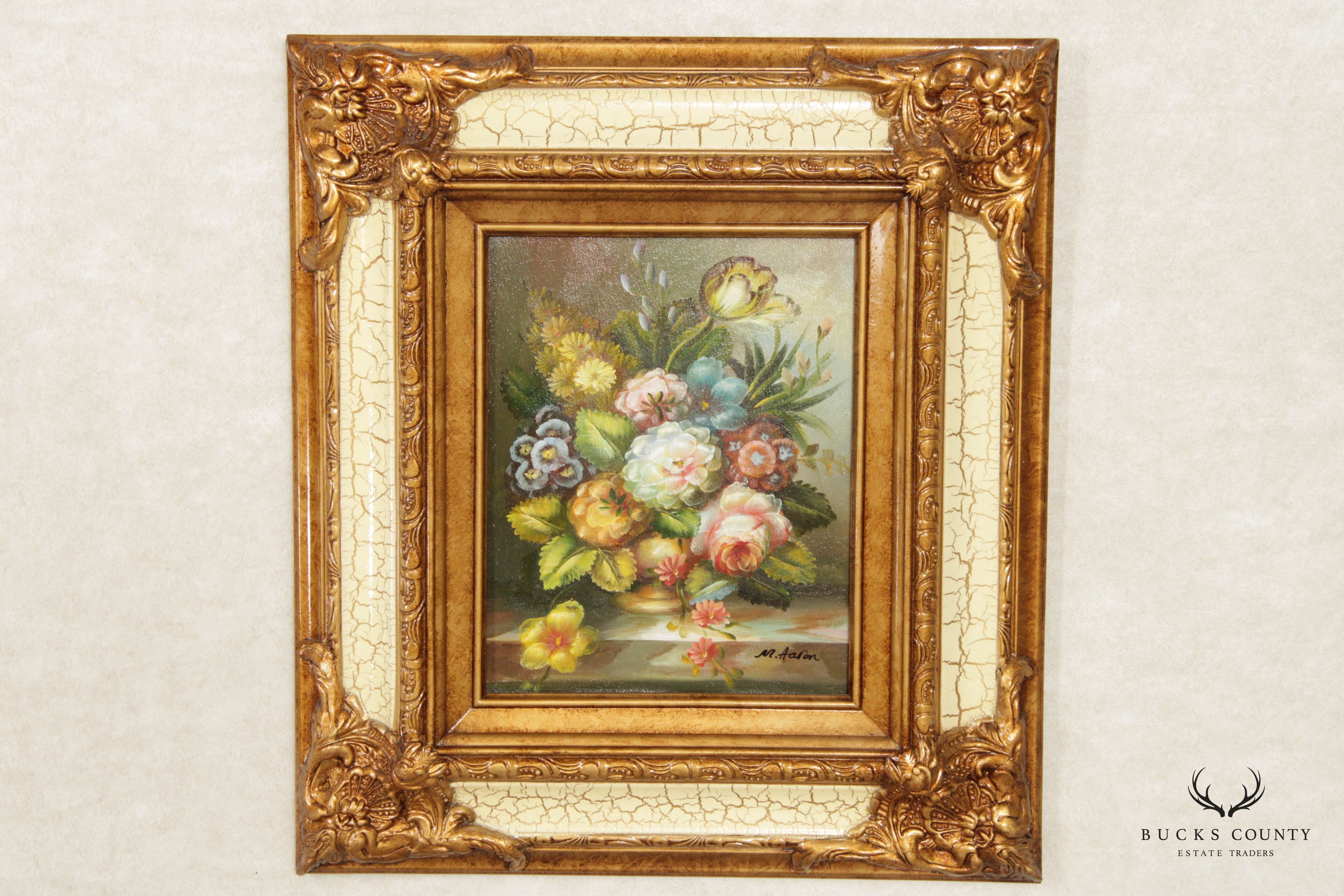 20th C. Floral Still Life Oil Painting, Signed 'M. Aaron'