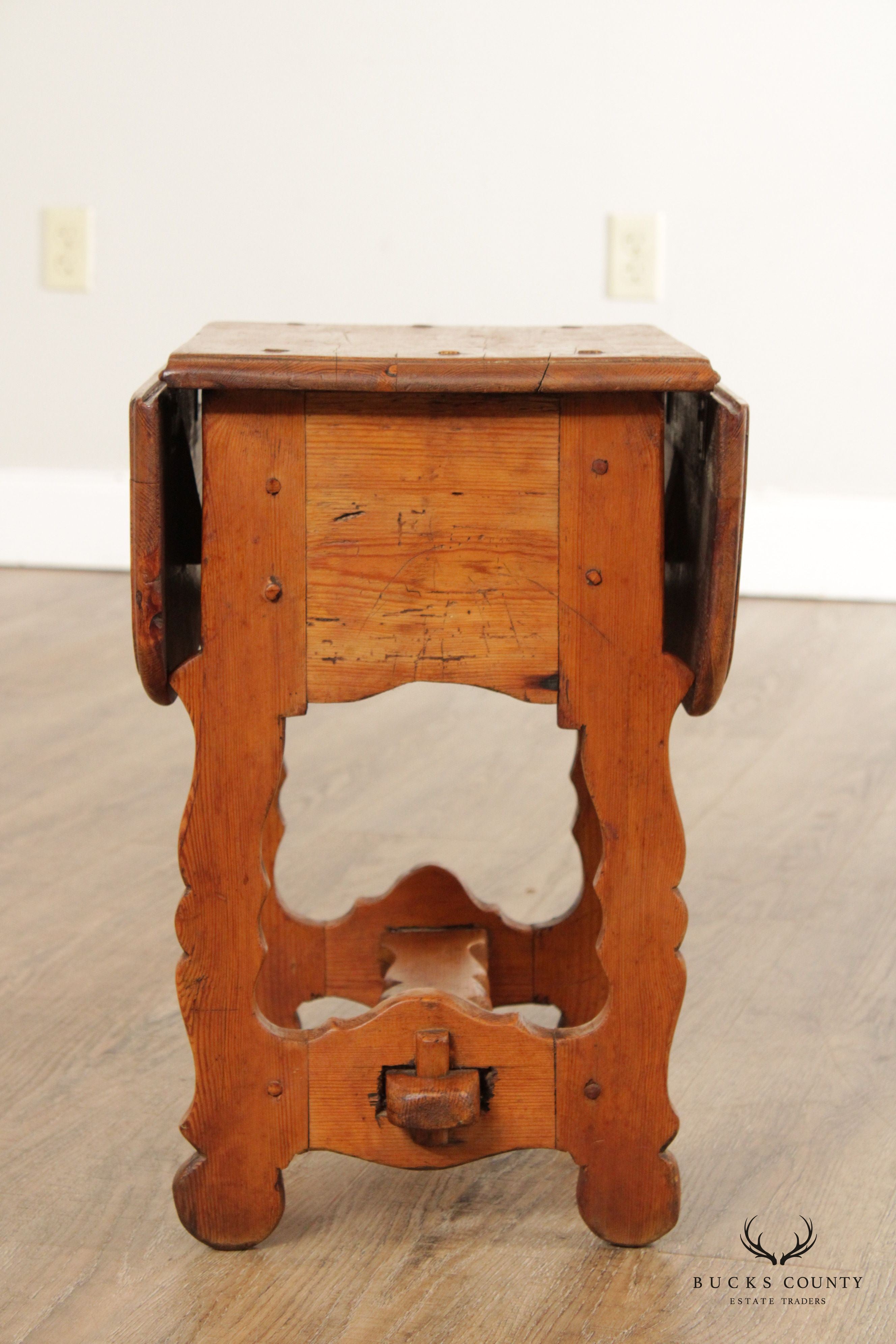 Antique Pine Drop Leaf Tavern Side Table