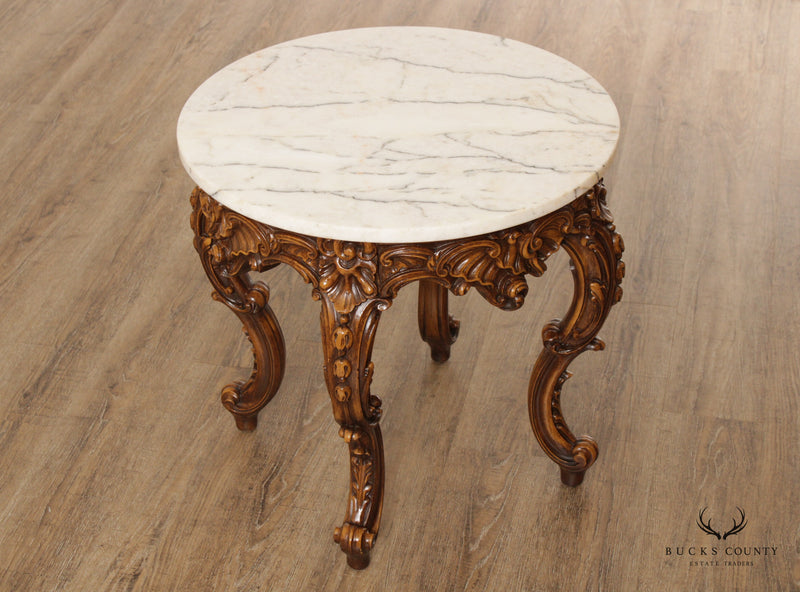 Rococo Style Carved Marble Top Side Table