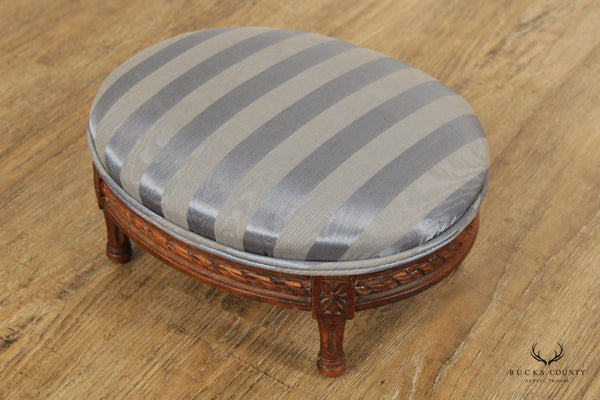 Antique French Louis XVI Custom Upholstered Footstool