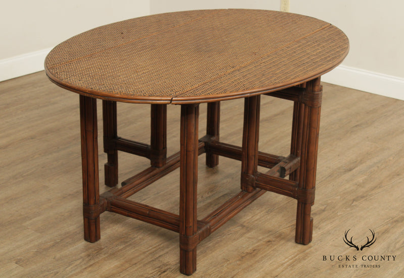 Wicker & Bamboo Drop Leaf Gate Leg Table