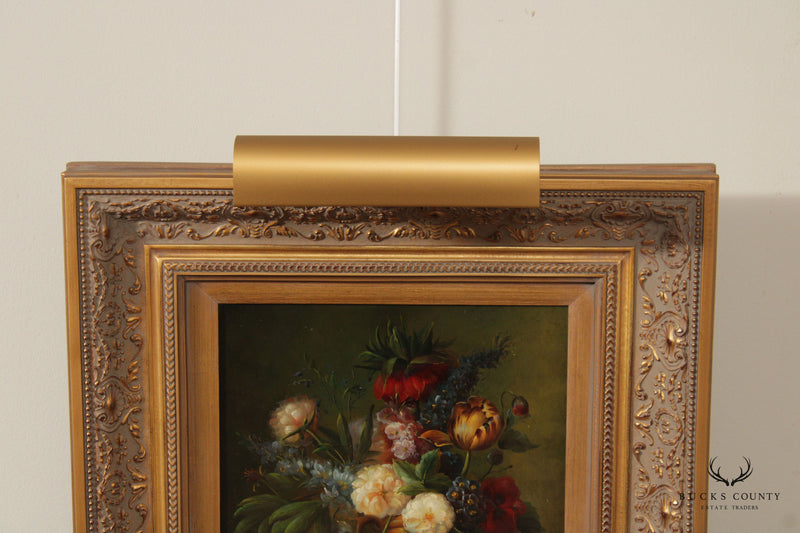 Gilt Frame French Victorian Style Floral Still Life Oil Painting