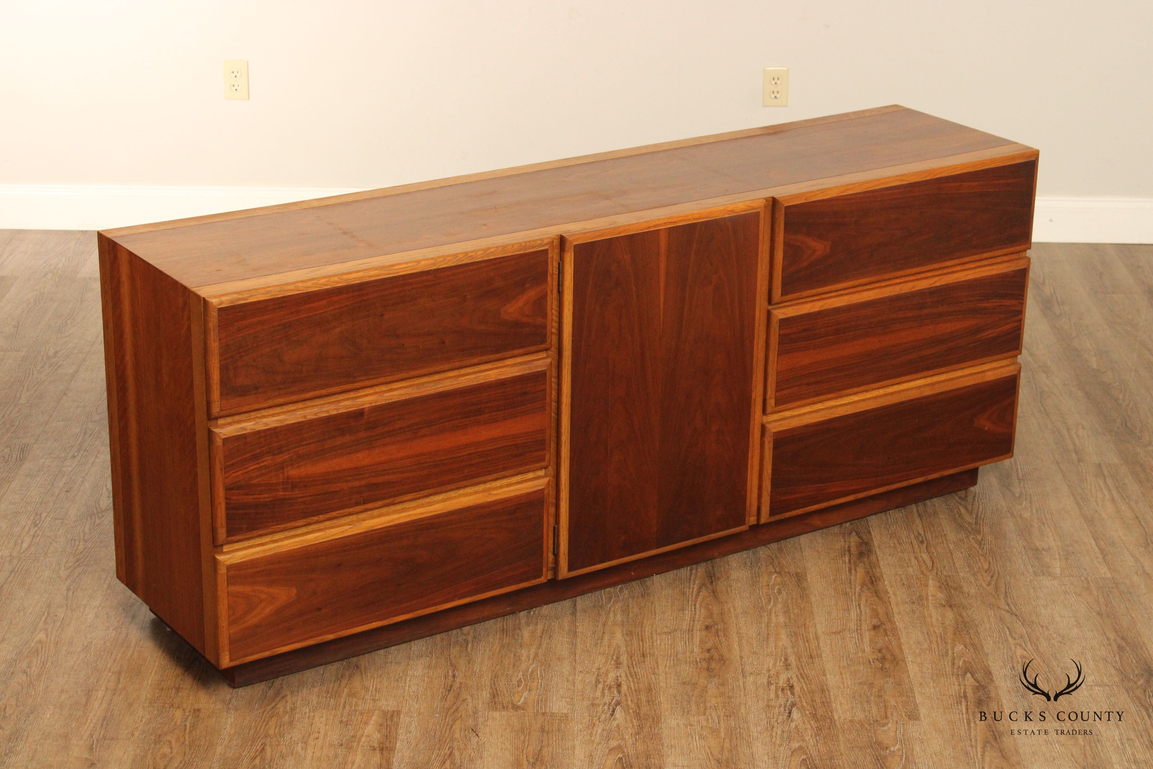 Lane Mid Century Modern Walnut Door Dresser