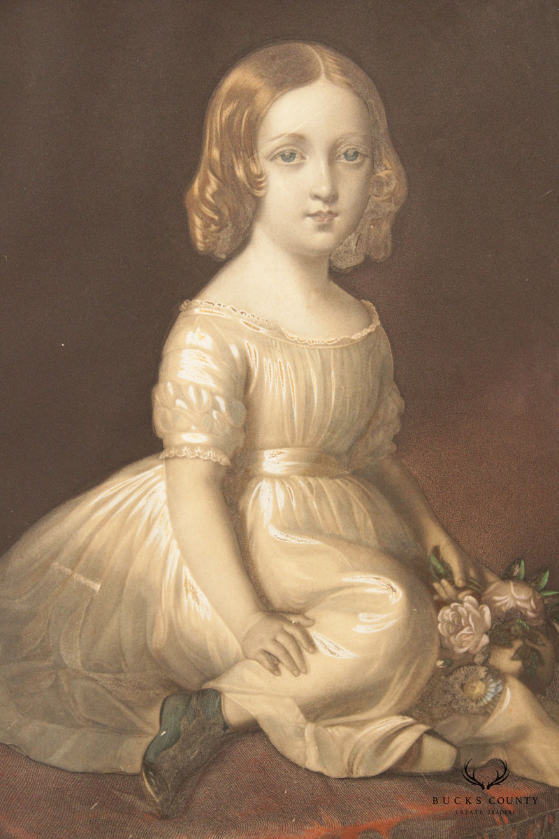 Victorian 'Rose de Maie' Young Girl Portrait Print, Custom Framed
