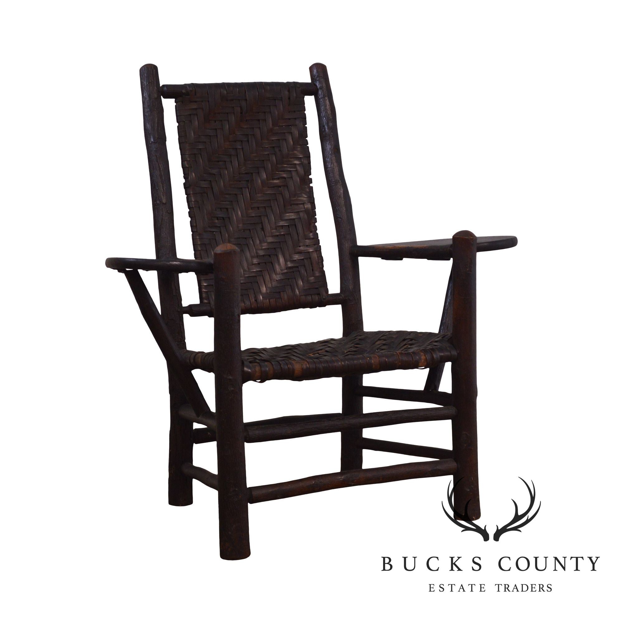 Old Hickory Antique Rustic Drop Side Student Armchair