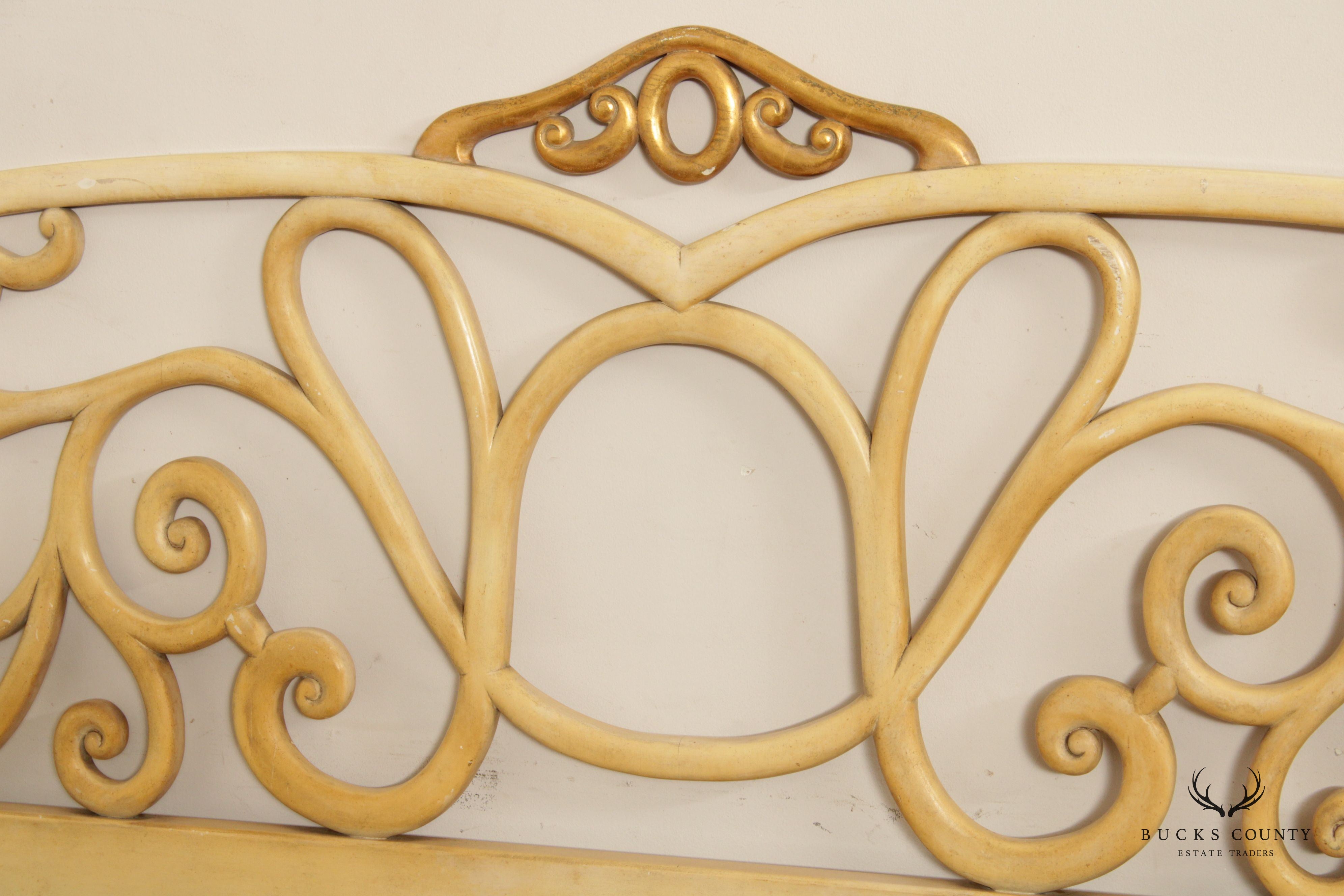 Hollywood Regency Cream Painted King Size Headboard