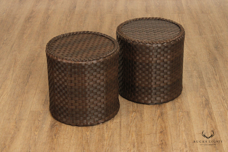 Pair of Outdoor Wicker Patio Stools or Tables