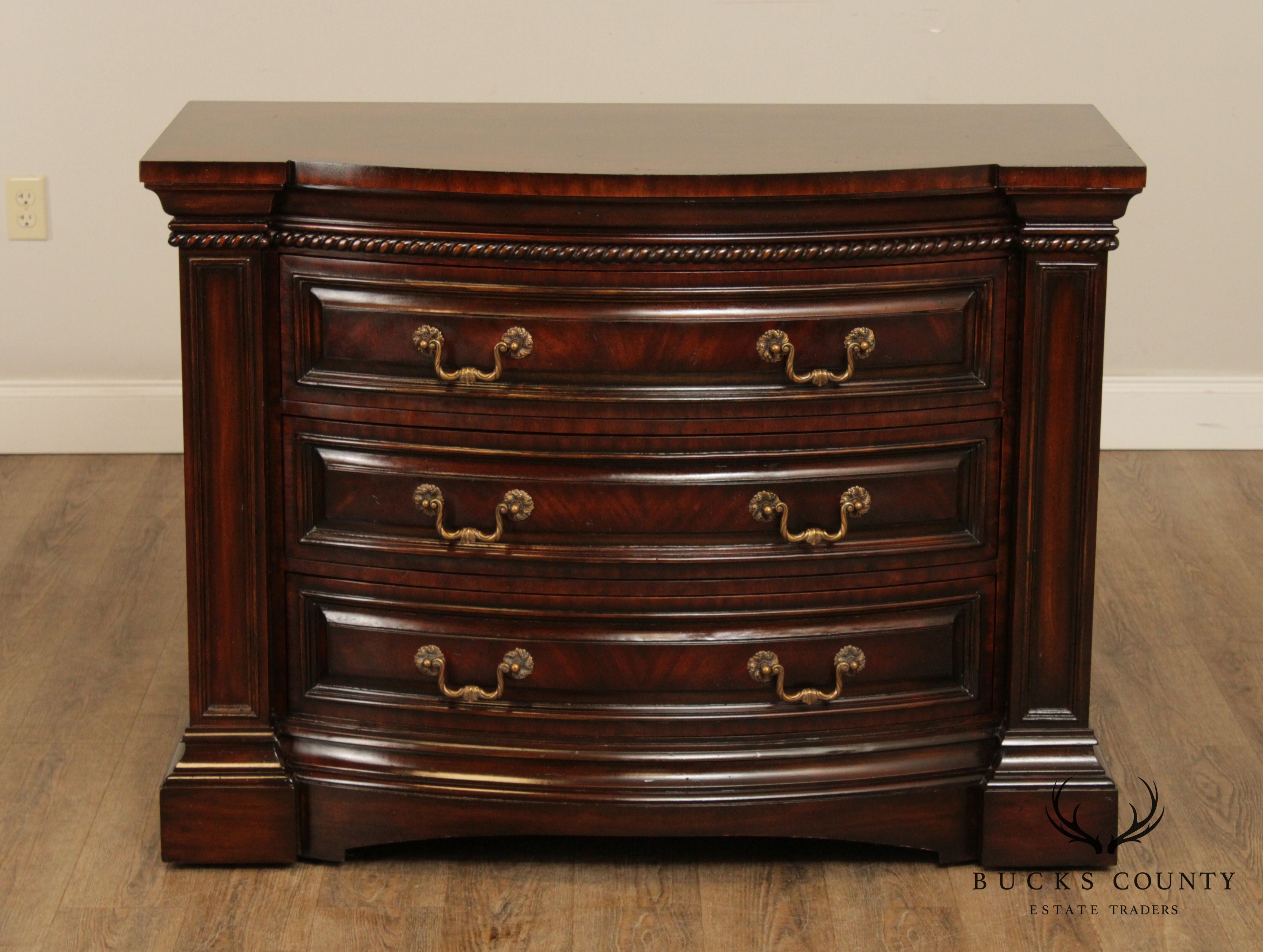 Maitland Smith Regency Style Mahogany Bowfront Chest of Drawers