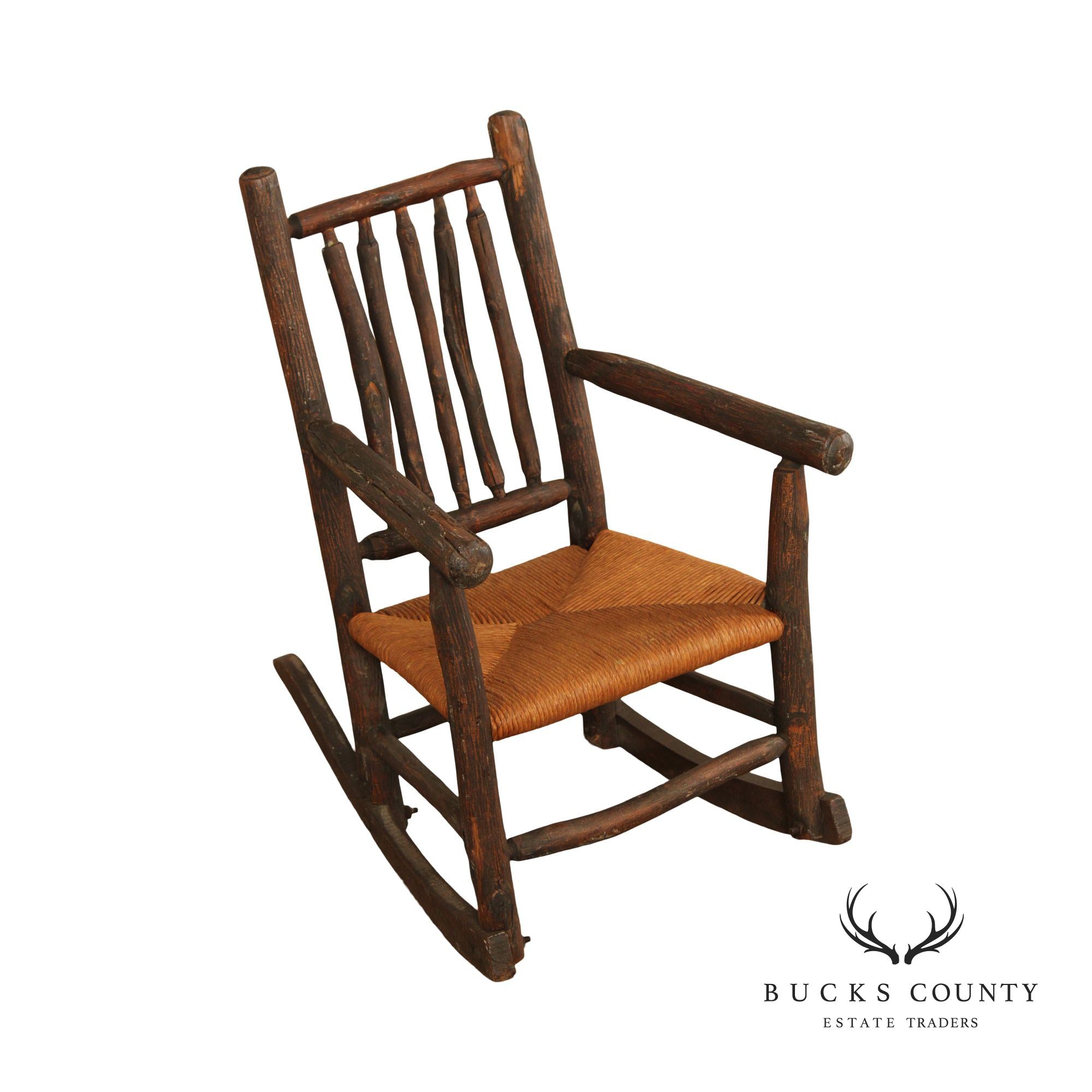 Antique Adirondack Rustic Style Children's Rocking Chair