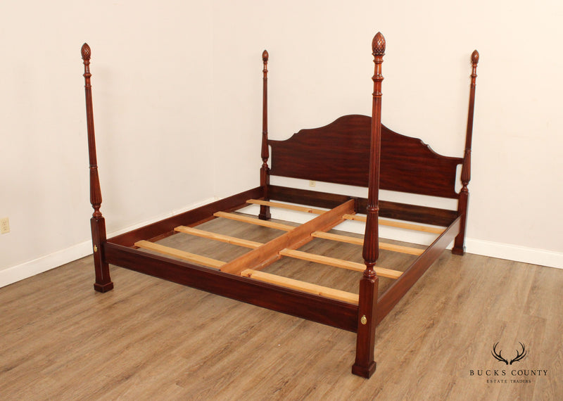 Henkel Harris Chippendale Style Mahogany King Size Poster Bed
