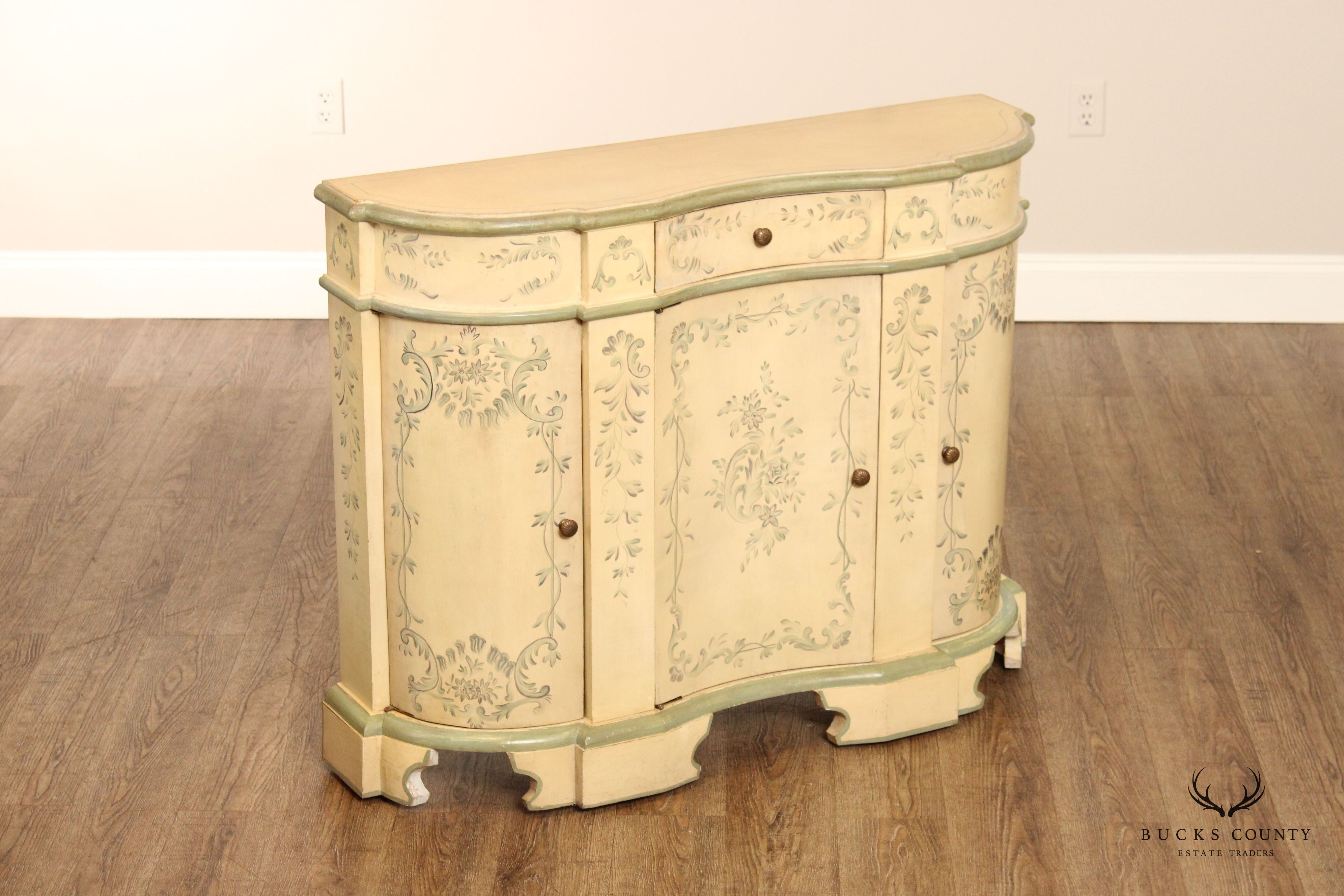 Italian Venetian Style Paint Decorated Serpentine Front Console