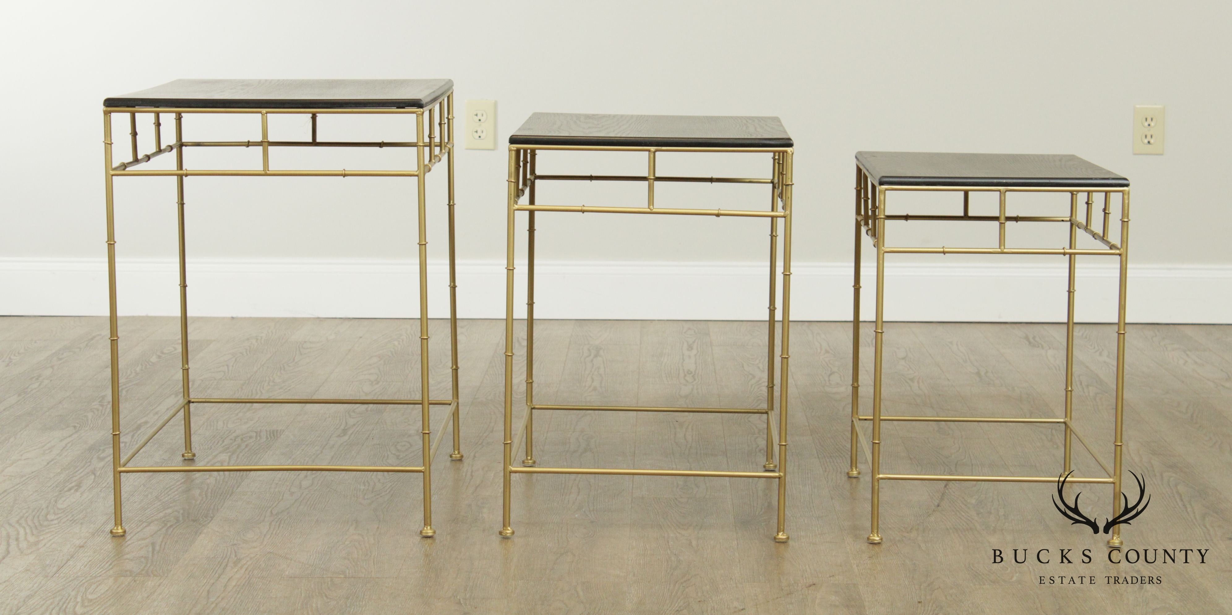 Black and Gold Faux Bamboo Iron Nesting Tables