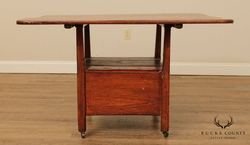 Antique 19th Century Primitive Pine Hutch Dining Table