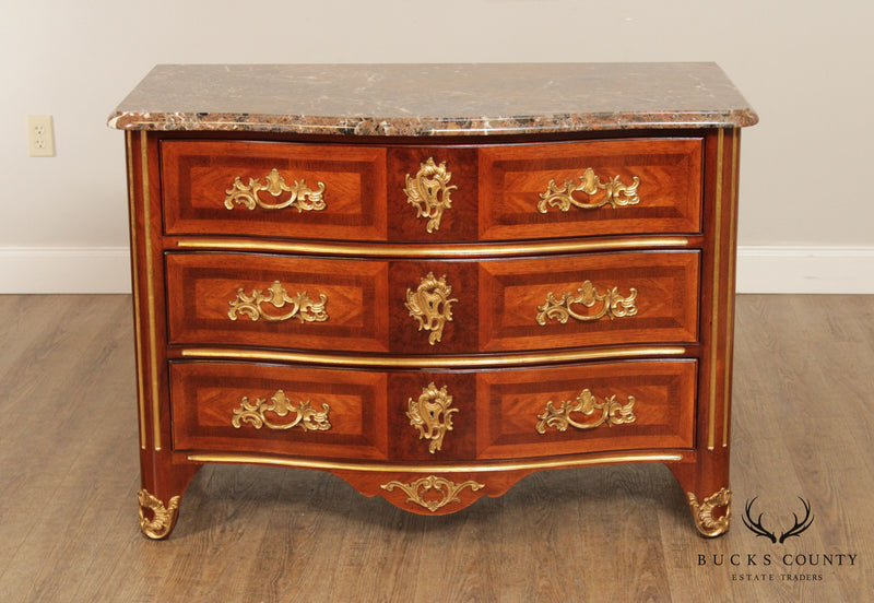 E J Victor French Louis XV Style Marble Top Commode Chest