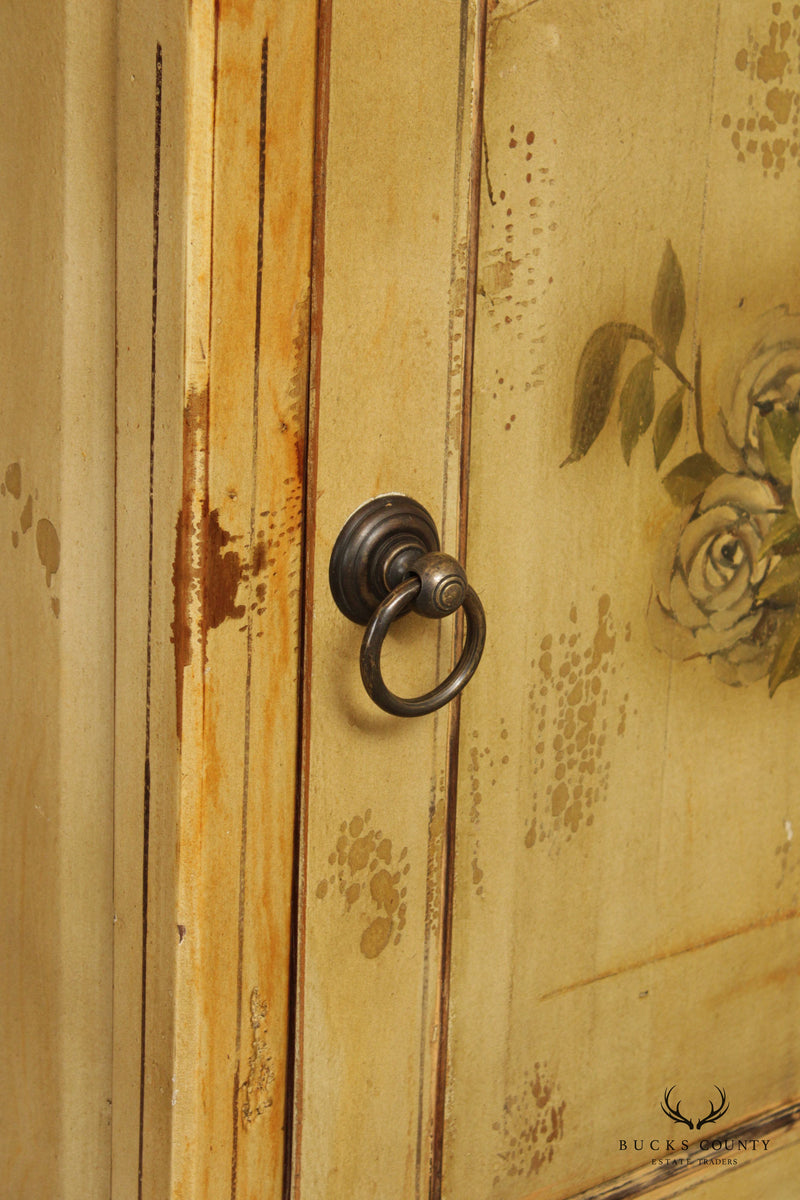 Vintage Venetian Style Distress Painted One-Door Cupboard
