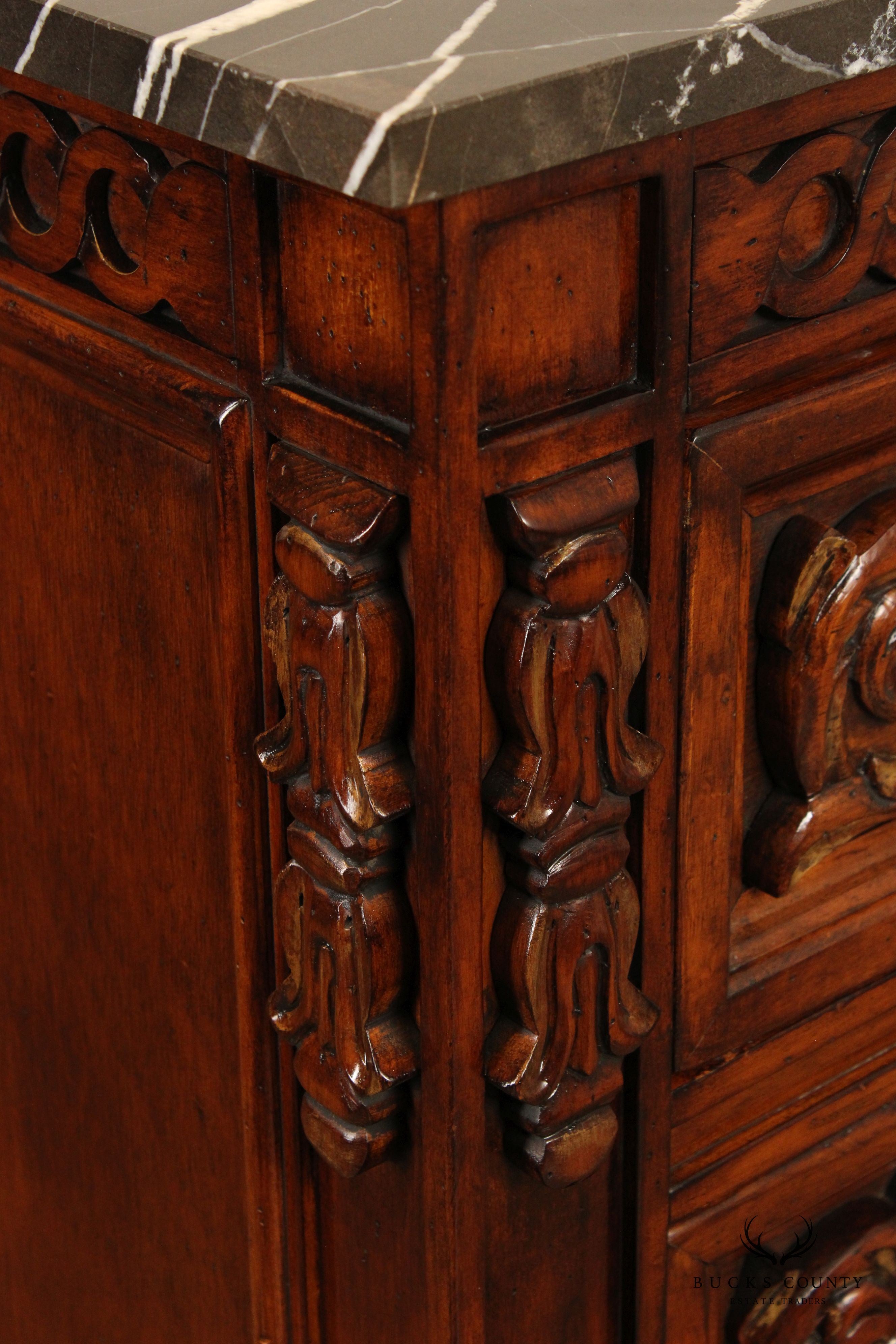 Italian Louis XVI Style Marble Top Chest of Drawers