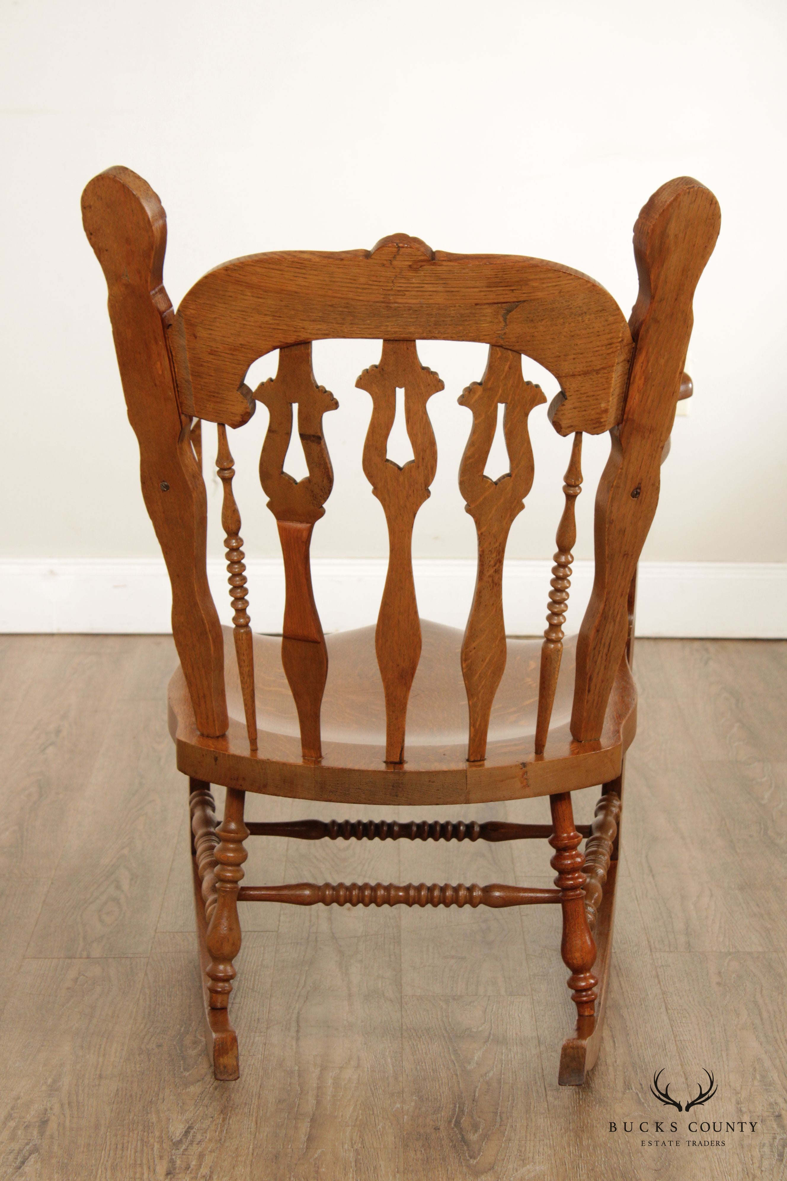 Victorian Renaissance Revival Style Oak Carved Rocker