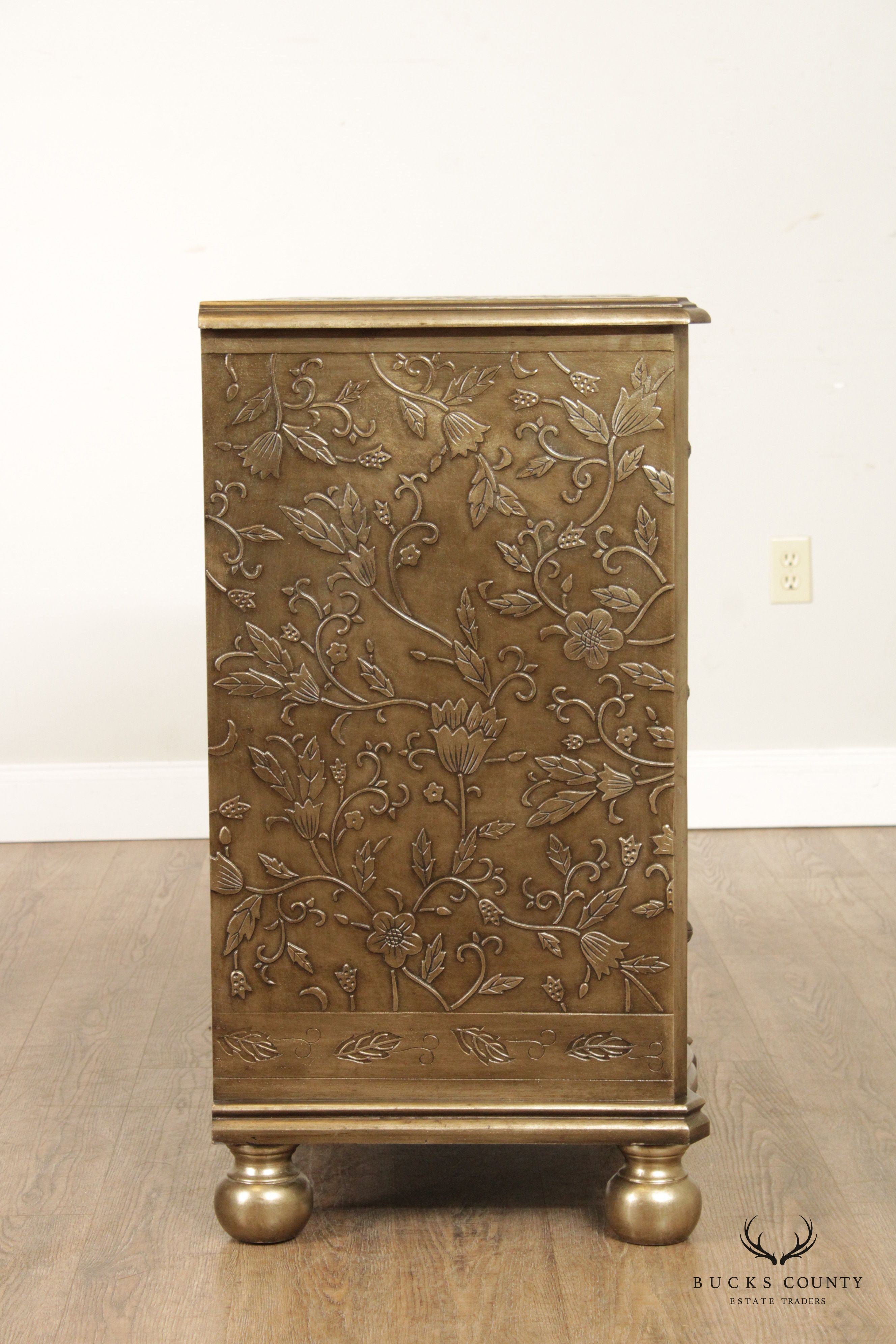 Silver Finished Embossed Chest of Drawers