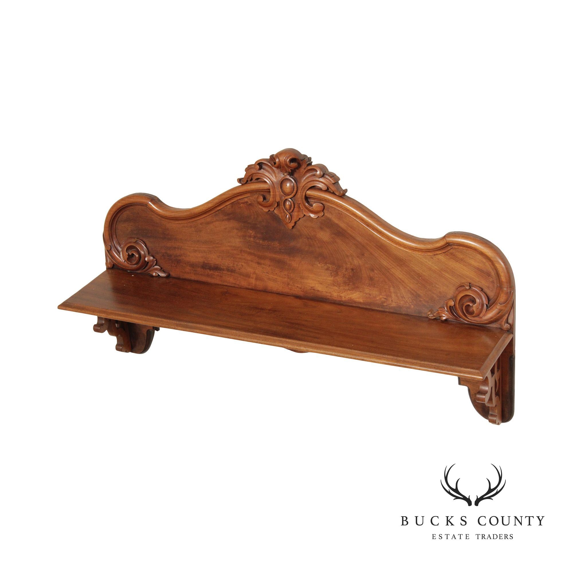 Victorian Carved Walnut Hanging Wall Shelf