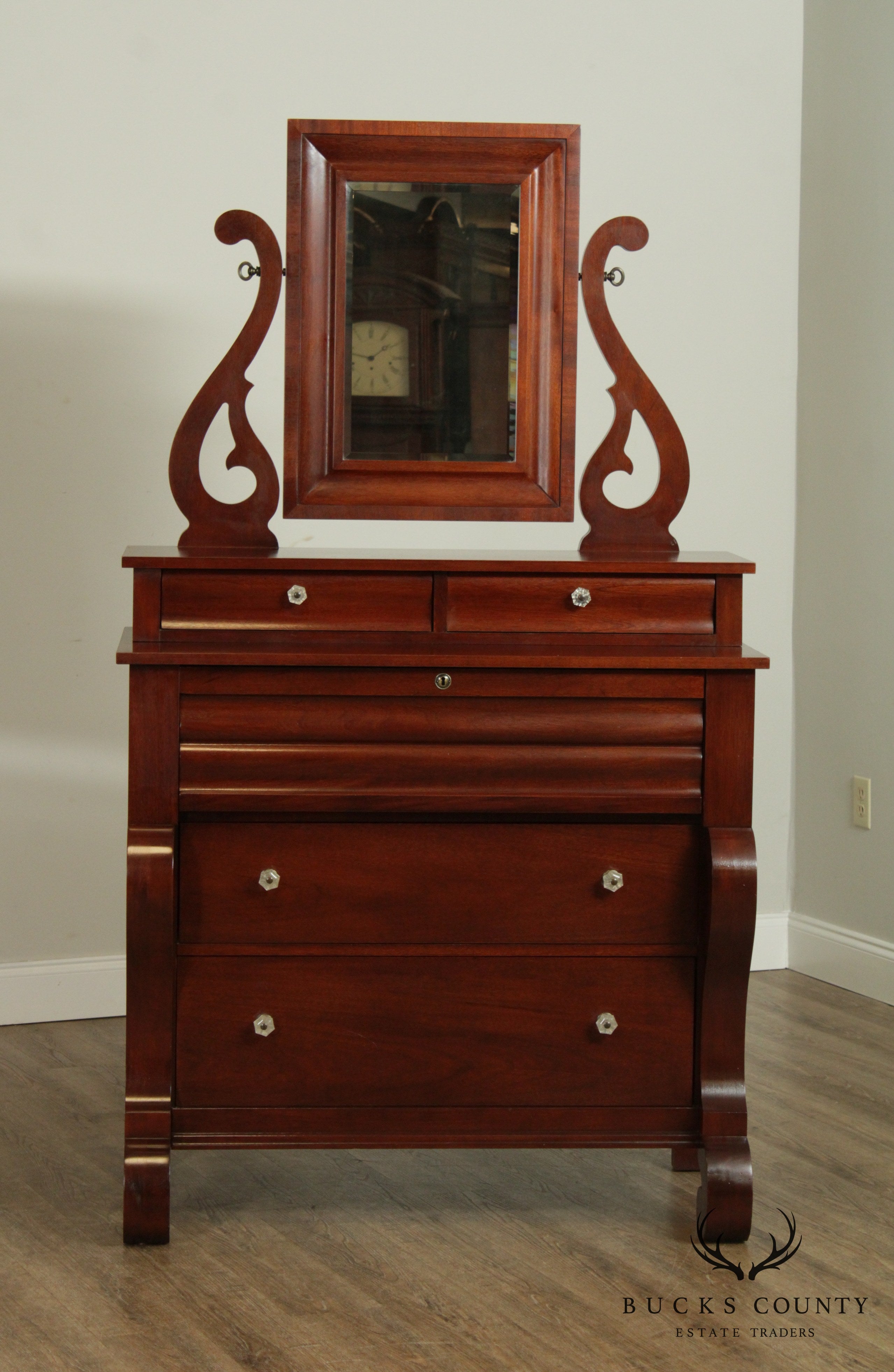 Thomasville 'Country Inns and Back Roads' Empire Style Mahogany Chest with Mirror