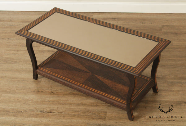 Mid Century Art Deco Style  Mirror Top inlaid Coffee Table (B)