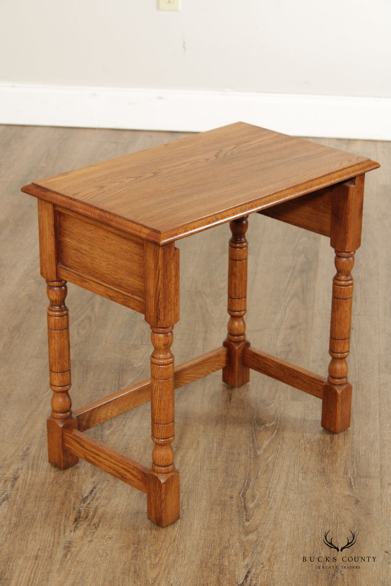 Pennsylvania House William and Mary Style Set of Three Oak Nesting Tables