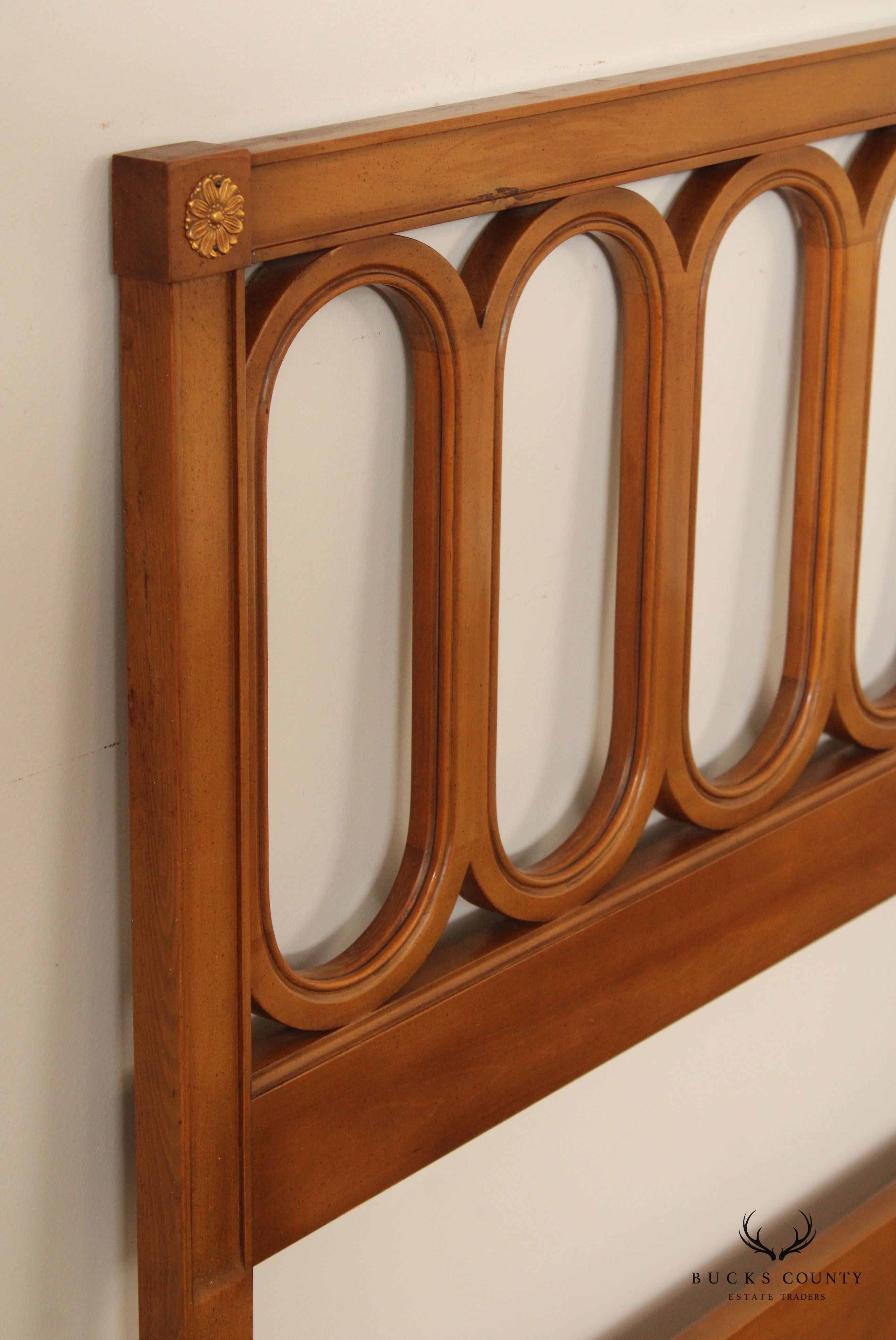 Regency Style Mid Century King Size Fruitwood Headboard