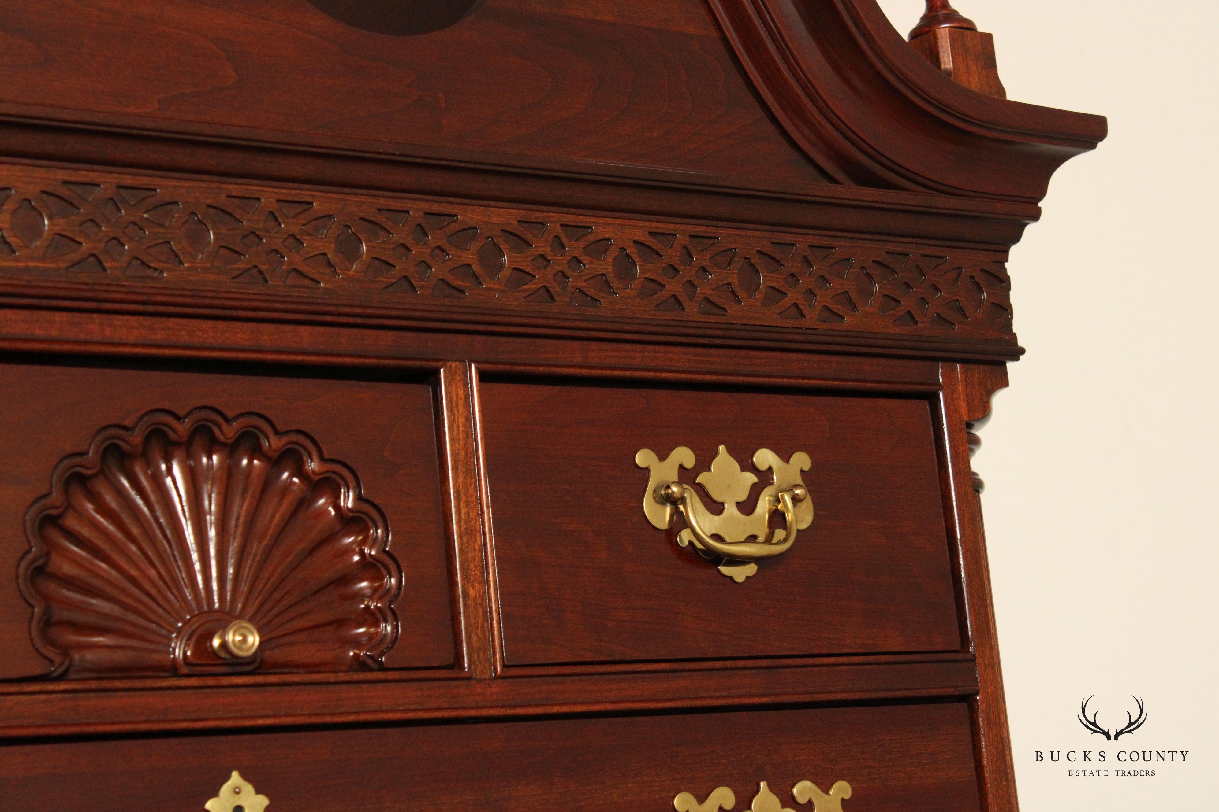 Knob Creek Queen Anne Style Carved Cherry Highboy Chest