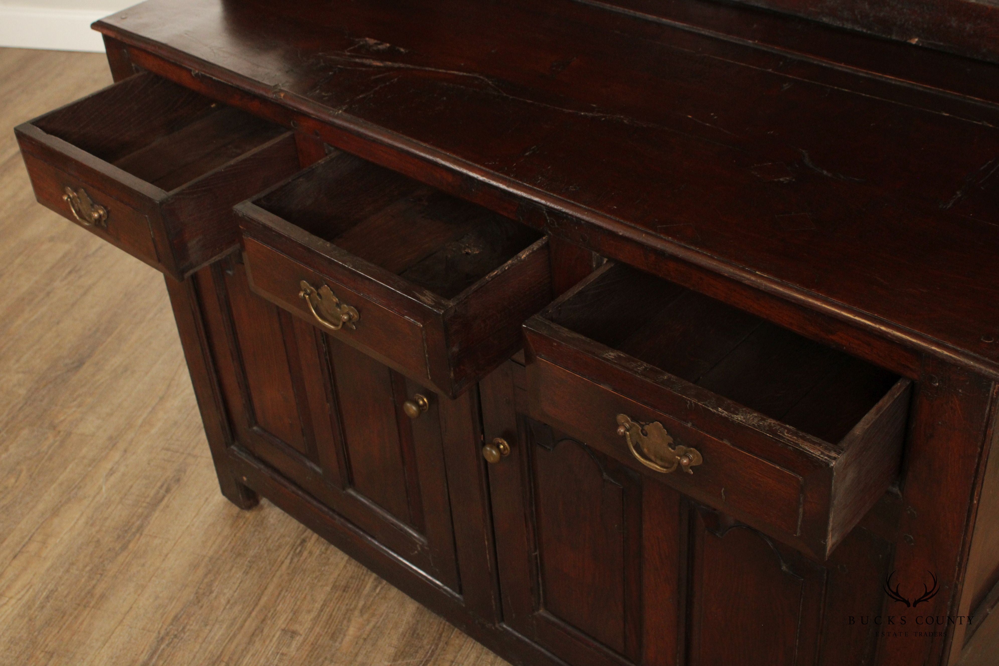 Antique English Oak Plate Cupboard or Hutch