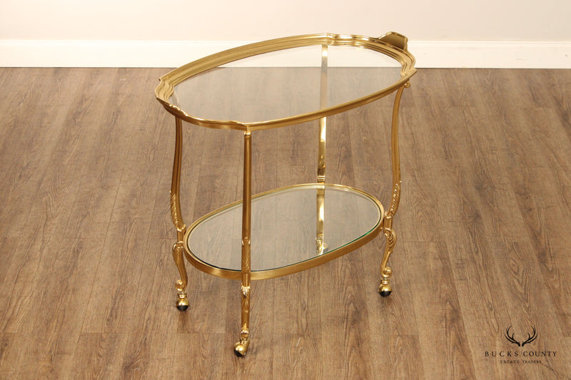 Labarge French Louis XV Style Brass and Glass Server Bar Cart