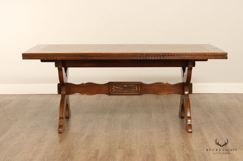 Romweber Viking Oak Draw-Leaf Trestle Dining Table