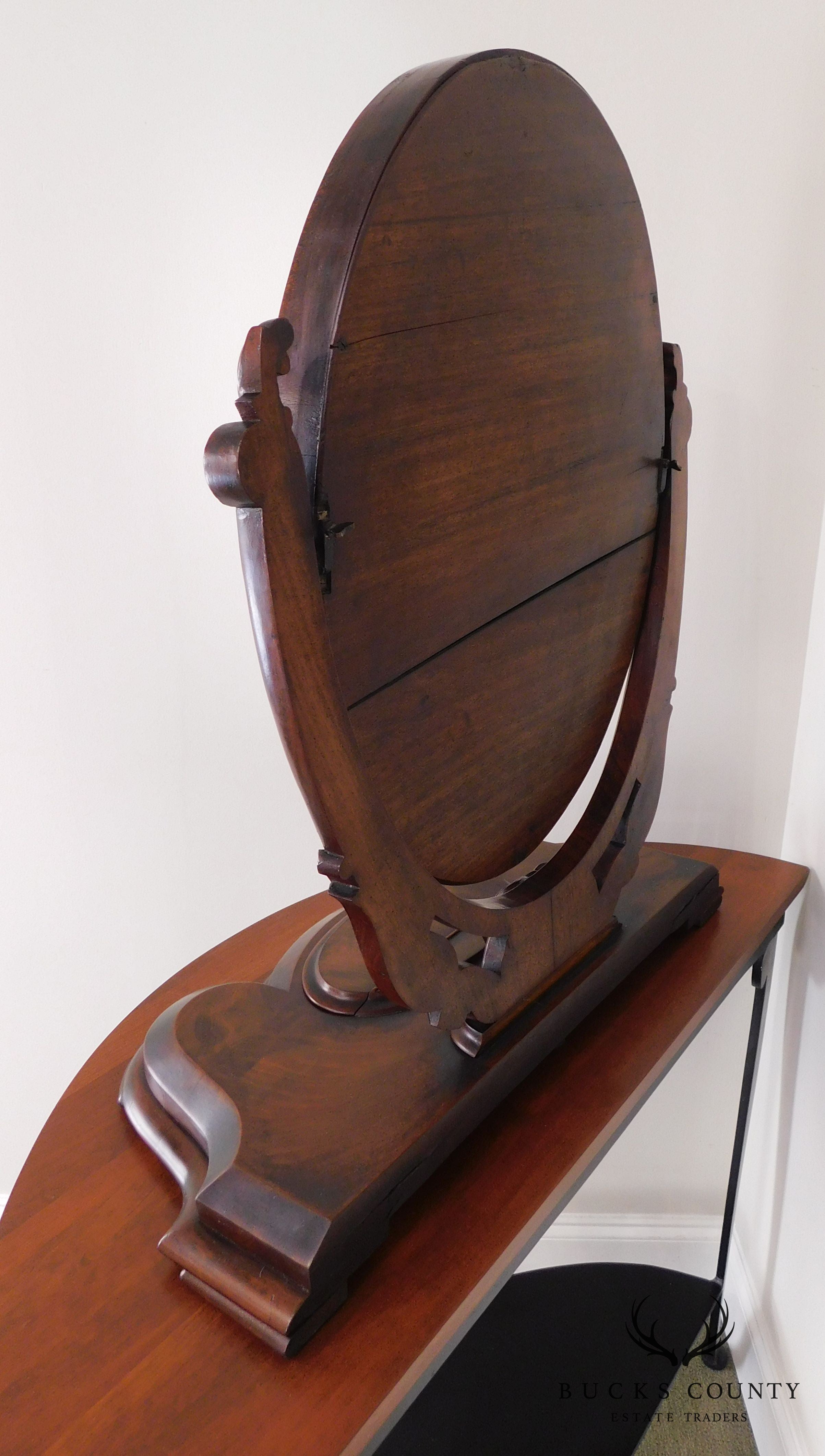 Victorian Shaving Mirror on Walnut Stand