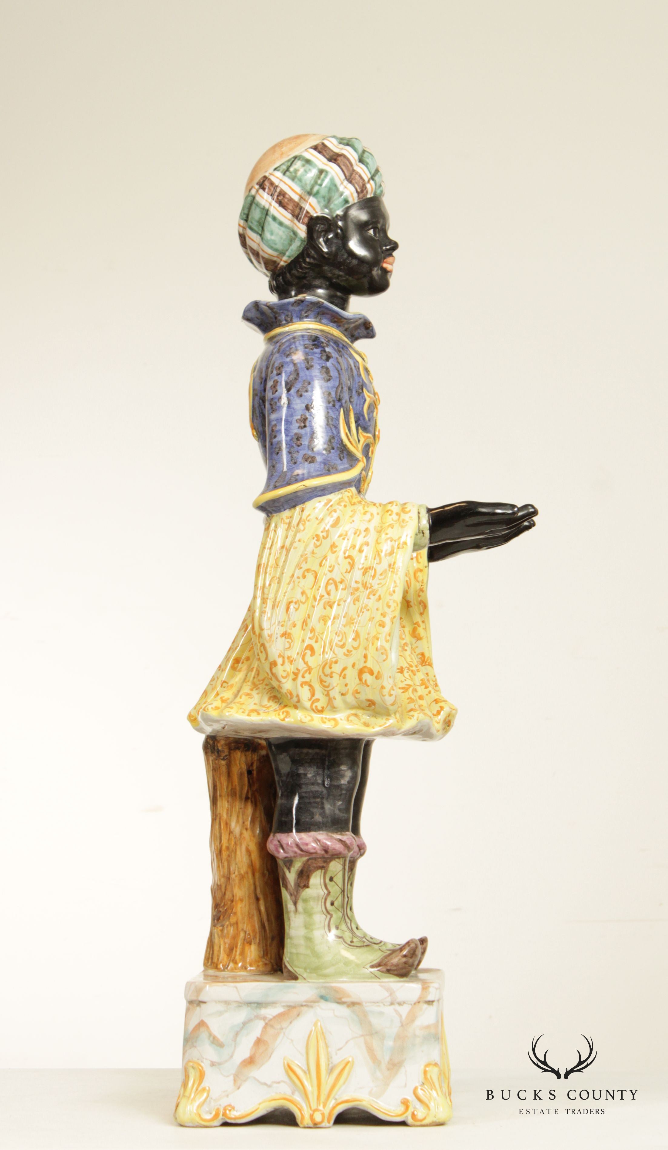 Vintage Italian Majolica Blackamoor Figure