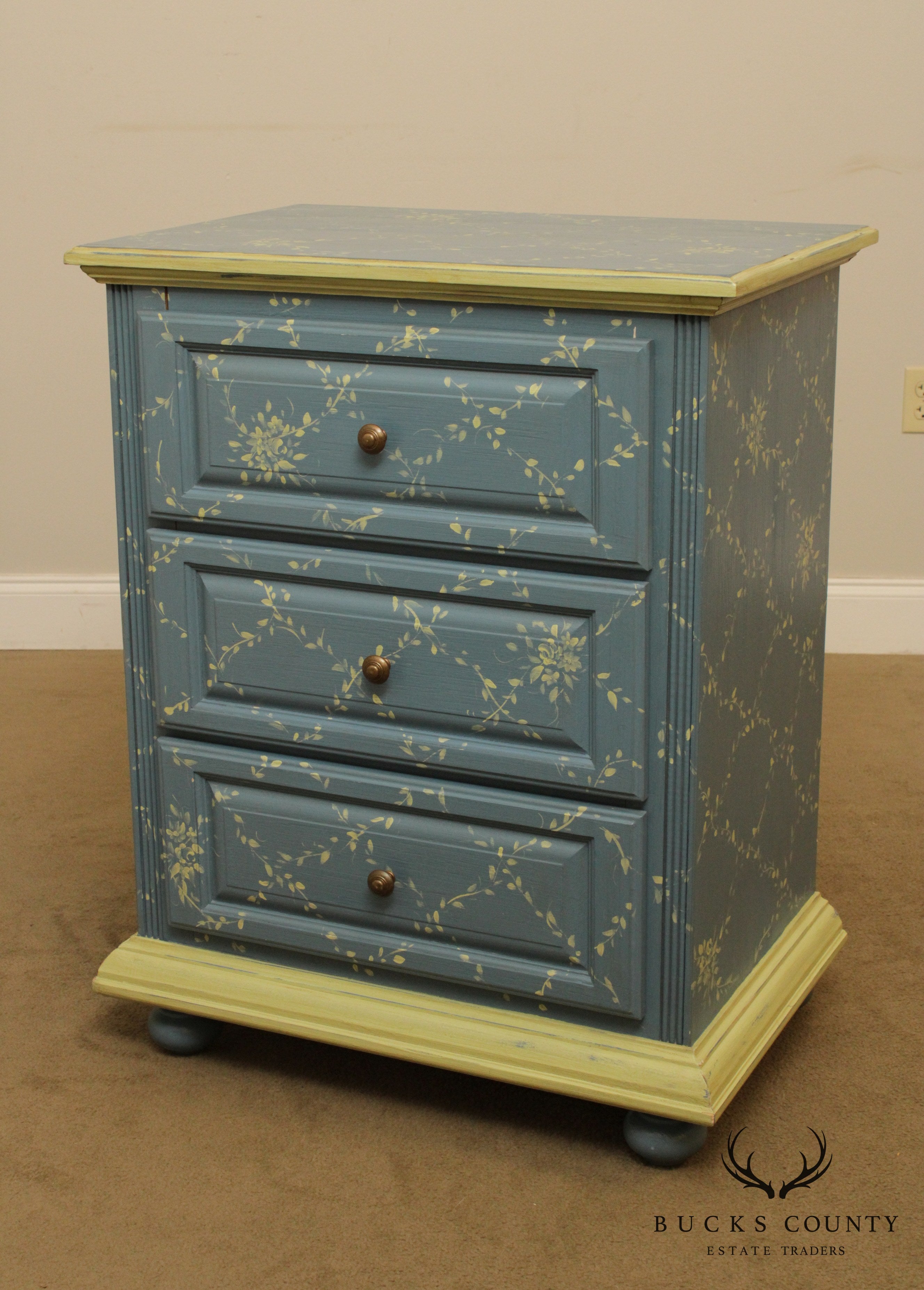 Brighton Pavilion Jane Keltner Collection Hand Painted 3 Drawer Chest Nightstand