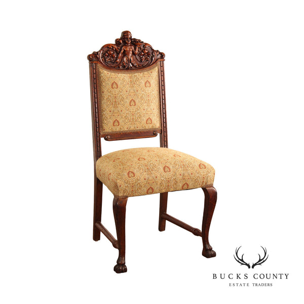 Antique Victorian Renaissance Revival Carved Oak Side Chair